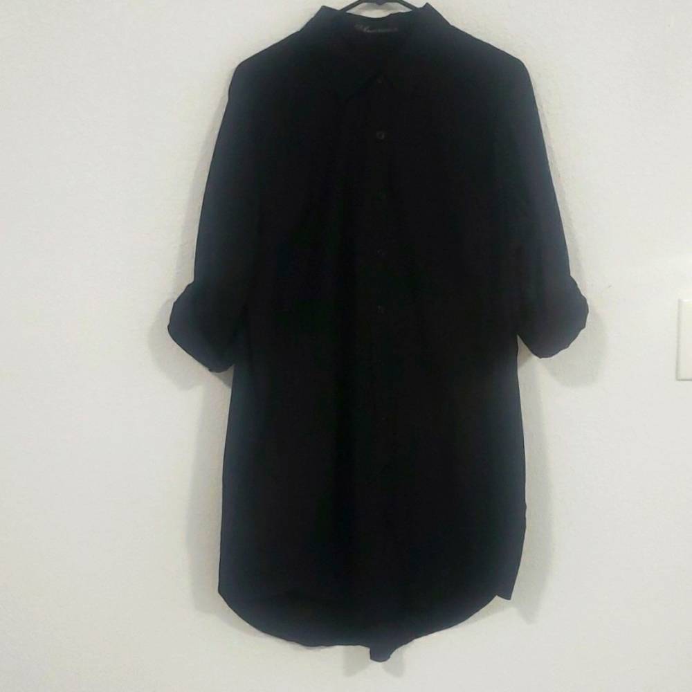 AUXO COLLECTION TUNIC SHIRT IN BLACK SIZE XL ROLL UP SLEEVE